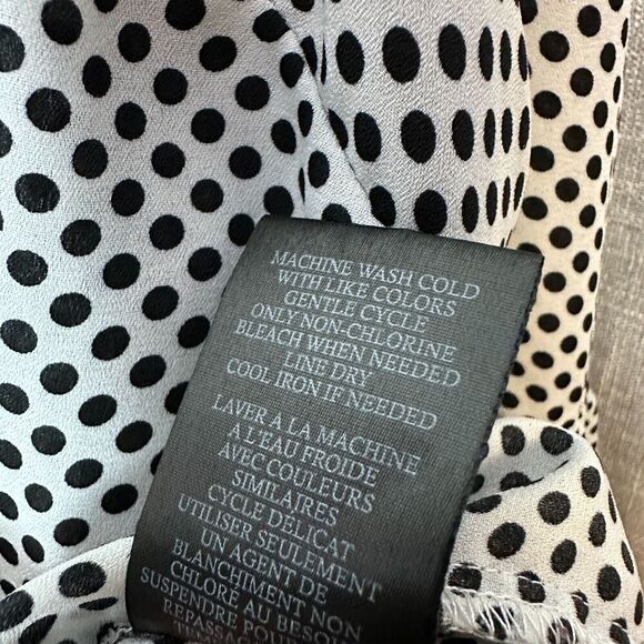 2/$30 Como Black Woman Polka Dot Blouse Size 3X Classic Office Preppy V Neck - Picture 9 of 9